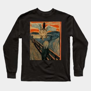 Funny Maine Coon Cat The Scream Mashup Long Sleeve T-Shirt